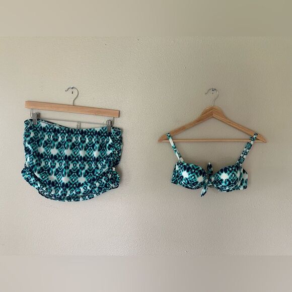 Victoria’s Secret Multi-Way Blue Bikini Top and Ruched Swim Skirt Size M / 34B - Picture 1 of 12